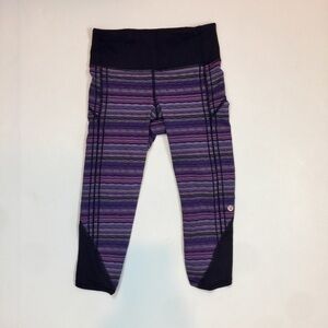 Lululemon Purple Striped Cropped Leggings Size 2